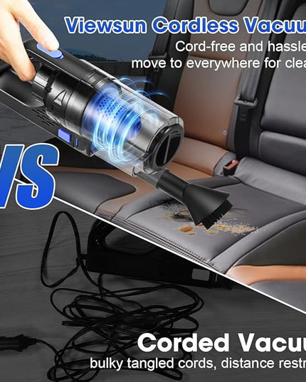 Viewsun Car Cleaning Kit, Car Interior Detailing Kit with High Power Handheld Vacuum Cordless Rechargeable, Detailing Brush Set, Windshield Cleaner, Complete Auto Accessories for Men, Women Gift