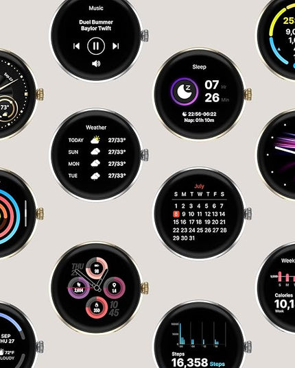 iTouch Bloom Smartwatch – 1.32” AMOLED Display, Bluetooth Calling, 60+ Sports Modes, Heart Rate, SPO₂, Sleep & Stress Monitor, IP68 Waterproof – Android & iOS (Gold/Brown w/PU Strap)