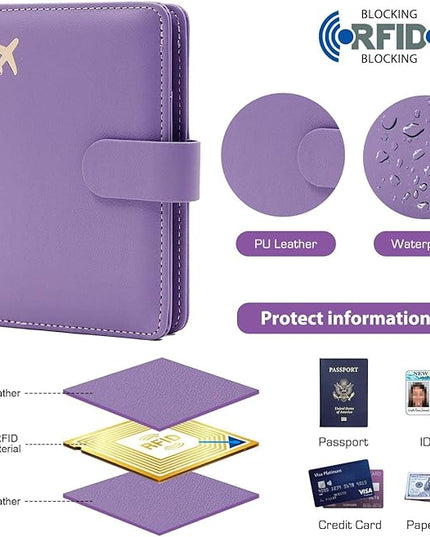 Melsbrinna Premium Leather Passport Holder Covers Case, Waterproof Rfid Blocking Travel Wallet Passport Holder with Pen Holder, Cute Passport Book for Women/Men