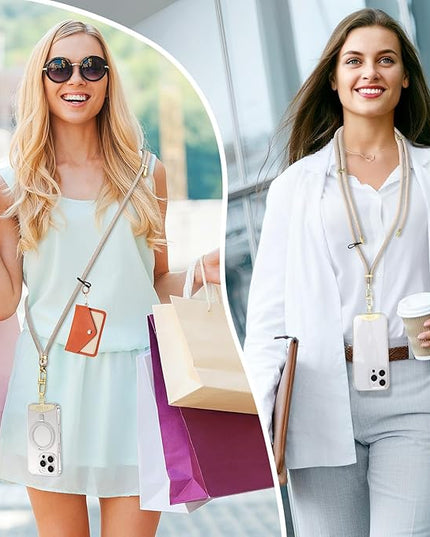 Adjustable Anti-Theft Phone Lanyard Neck & Crossbody Strap with 0.2mm Metal Tab & Comfort-Fit 8mm Rope (Khaki)
