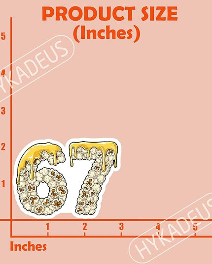 (3Pcs) 67 Popcorn Dripping Meme Stickers Funny Six Seven Gen Alpha Slang 6 7 Numbers Vinyl Decals Waterproof for Laptop, Water Bottle, Tumbler, Scrapbooking, 3" x 2.2"