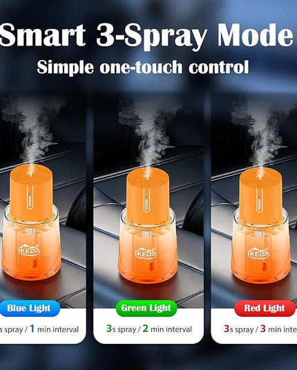 Smart Car Air Freshener,100ml Essential Oil Diffuser Aroma Diffuser, 3 Mode Adjustable Mini Scent Spray for Car with Touch Switch, Automotive Humidifier for Gift(Orange, Lavender)