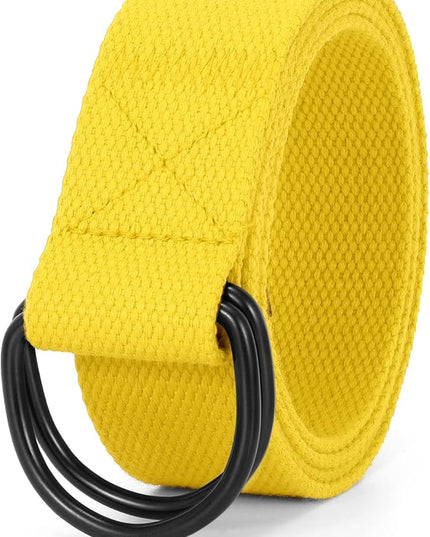JASGOOD Men Canvas Belt Web Fabric Casual Belt with Black Double D-ring 1 1/2" Wide Set of 2