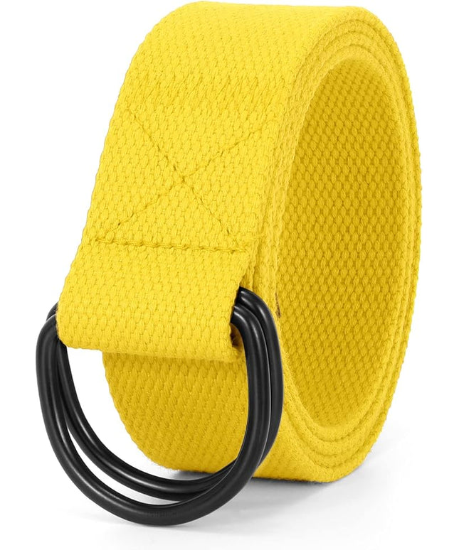 JASGOOD Men Canvas Belt Web Fabric Casual Belt with Black Double D-ring 1 1/2" Wide Set of 2