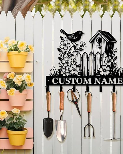 peanut case Customized Keys Holder - Personalized Birds Flower Key Hooks Wall Metal Sign Decor,Wall Holder, Garden,Door Hook (Style D)