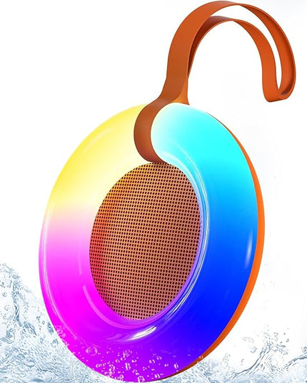 Bluetooth Shower Speaker,IPX7 Waterproof Speaker with Dynamic LED Light,Portable Bluetooth Speakers,Floating, True Wireless Stereo for Outdoor/Pool/Beach,BT5.3/TF-Card,Ideal Gifts(Orange)