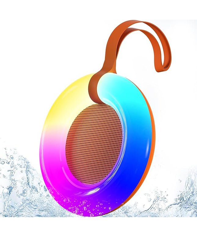 Bluetooth Shower Speaker,IPX7 Waterproof Speaker with Dynamic LED Light,Portable Bluetooth Speakers,Floating, True Wireless Stereo for Outdoor/Pool/Beach,BT5.3/TF-Card,Ideal Gifts(Orange)