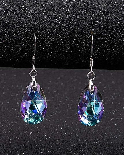 Teardrop Austrian Crystal Drop Dangle Earrings for Women 925 Sterling Silver Hook Hypoallergenic Jewelry