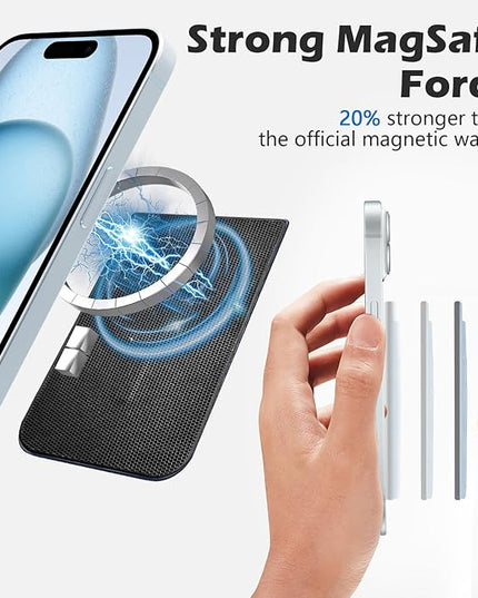imluckies Magnetic Wallet for iPhone Magsafe, Double Stretchy Fabric Pocket Wallet, Magnet Credit ID Card Wallet Holder for iPhone 17 Pro Max / 17 Pro / 17/16 / 15/14 / 13/12 Series, Light Blue