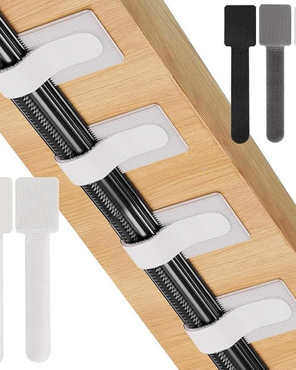20-Pack Large Reusable Self-Adhesive Cable Ties cable management Adjustable Hook & Loop Straps for Organizing Data Cables, Wires, Headphones Under-Table Cord Management for Home, Office