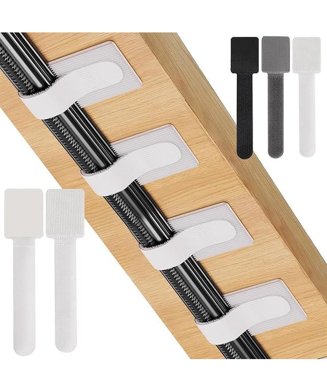 20-Pack Large Reusable Self-Adhesive Cable Ties cable management Adjustable Hook & Loop Straps for Organizing Data Cables, Wires, Headphones Under-Table Cord Management for Home, Office
