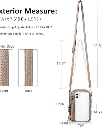 befen Genuine Leather Crossbody Cell Phone Purse for Women, Small Zip Around RFID Blocking Crossbody Wallet Bags