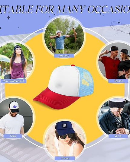 Hercicy 40 Pack Sublimation Blank Trucker Hat Bulk Baseball Cap Adjustable Mesh Unisex Polyester Hat Heat Transfer