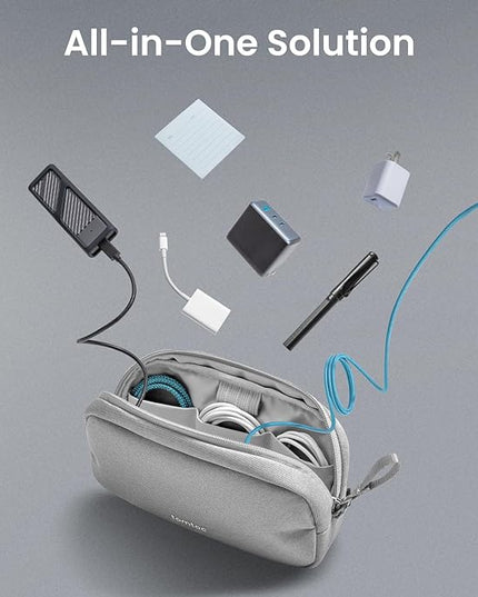 tomtoc Electronics Organizer Travel Case, Water Resistant Travel Bag Cable Organizer for Essentials, Tech Pouch Accessories Carry Storage for Cord, Phone, Cables, Airpods, USB Flash Drive, Daily Items
