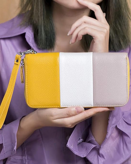Moflycom Womens Wallet RFID Blocking Genuine Leather Multi Credit Card Large Capacity Zip Around Clutch Travel Purse Wristlet