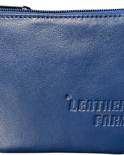LEATHER FARM's lambskin leather coin pouch/coin purse for both mens and womens. (BLUE)