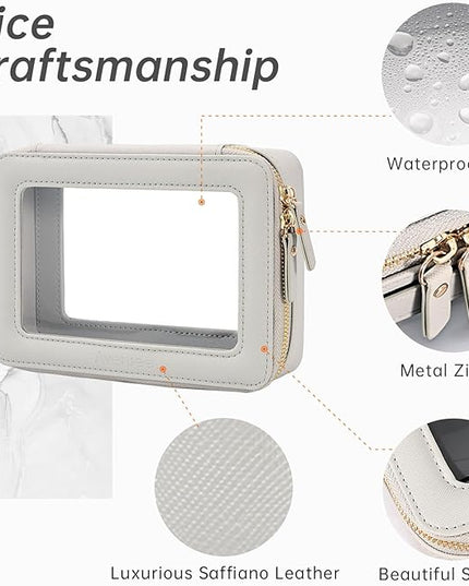 Aveniee Clear Makeup Bag Organizer,Travel Toiletry Bag for Women,Waterproof Cosmetic Pouch with Zippers,Car Accessories Organizers and Storage Case,Grey