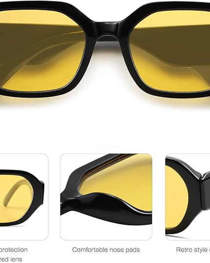 SOJOS Polarized Sunglasses For Women Retro Rectangle Womens Sun Glasses Trendy Narrow Square 90s Shades SJ2232