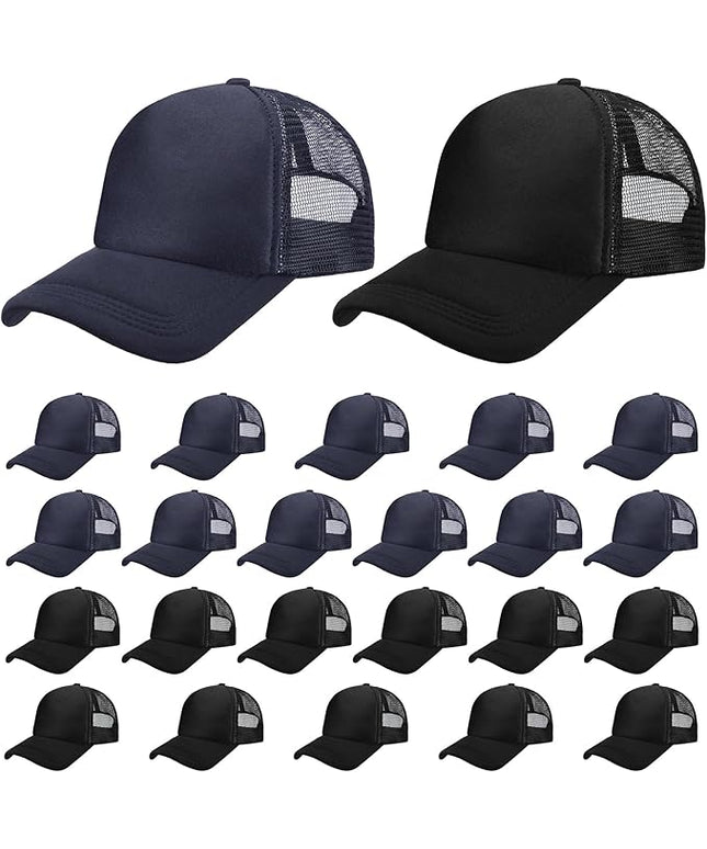 Giegxin 24 Pcs Mesh Trucker Hats Bulk Baseball Cap Beach Hat for Men and Women Wholesale Structured Front Panel Back Ball Cap