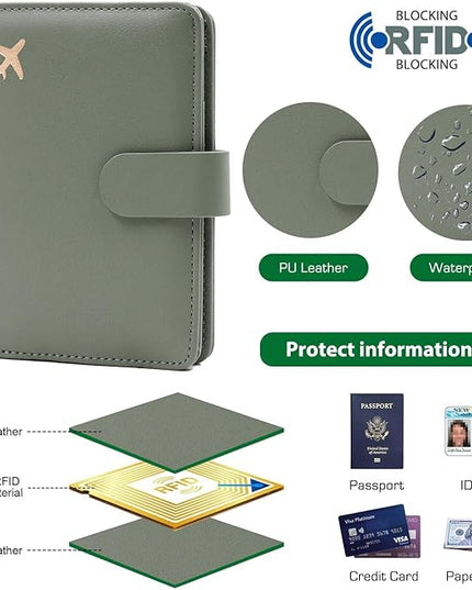 Melsbrinna Premium Leather Passport Holder Covers Case, Waterproof Rfid Blocking Travel Wallet Passport Holder with Pen Holder, Cute Passport Book for Women/Men