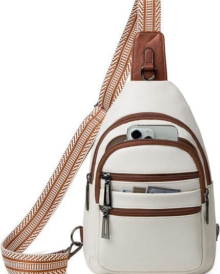 Sling Bag for Women Crossbody Bags Fanny Pack Sling Purse Backpack Vegan Leather Shoulder Bag Travel Anti Theft Beige