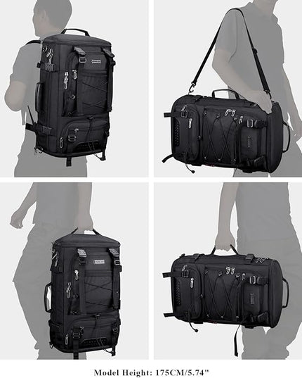 WITZMAN Travel Backpack for Men Convertible Large Carry on Backpack with Shoe Compartment for Airplanes Fit 17 Inch Laptop(B689 Black)