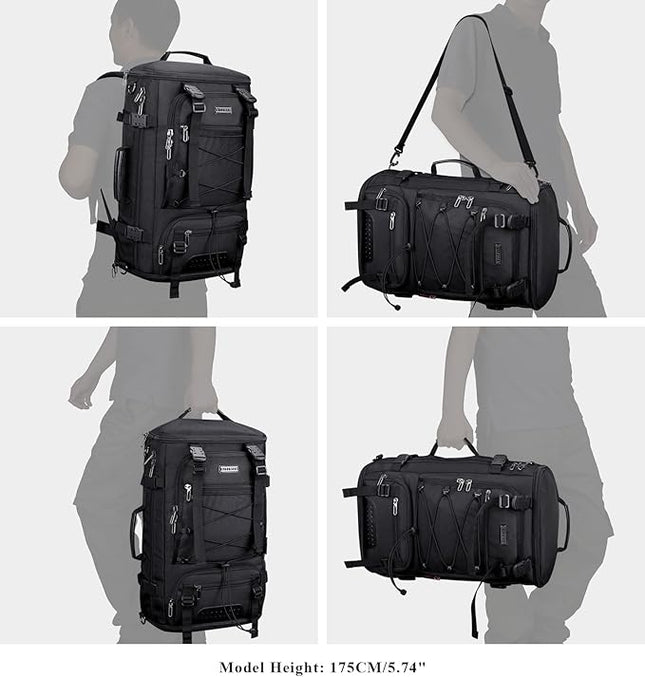 WITZMAN Travel Backpack for Men Convertible Large Carry on Backpack with Shoe Compartment for Airplanes Fit 17 Inch Laptop(B689 Black)