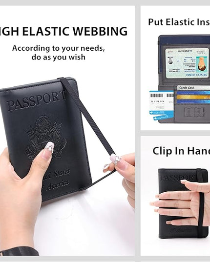 Melsbrinna Rfid Passport Holder for Travel women/Men, Cute Passport Wallet Rfid Blocking Card Slots, Rfid Passport Cover/CaseTravel Wallet, Passport Book Holder (1, Black3)
