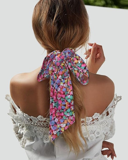 Valentine Red Hearts Bandanas Head Scarf For Women Hair Scarves Accessories Lightweight Fashion Wrap Neck Headscarf