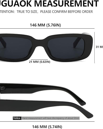 KUGUAOK Retro Rectangle Sunglasses Women and Men Vintage Small Square Sun Glasses UV Protection Glasse