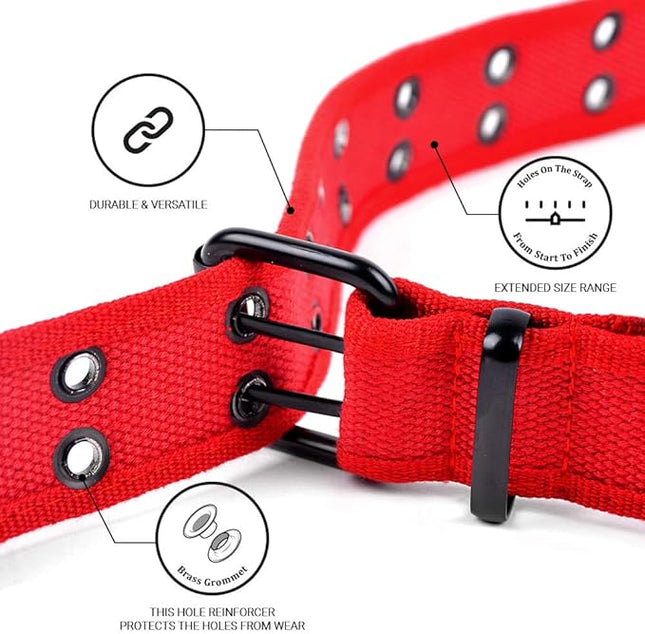 Boxed Gifts Parquet Casual Canvas Belt - Double Hole, Double Grommets for Men & Women