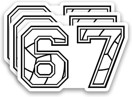 (3 Pcs) Volleyball 67 Six Seven Funny Gen Alpha Meme Stickers – 67 Gifts for Coaches, Players, Waterproof Vinyl Decals for Water Bottle, Tumbler, Laptop, Phone Case, 3" x 1.9"