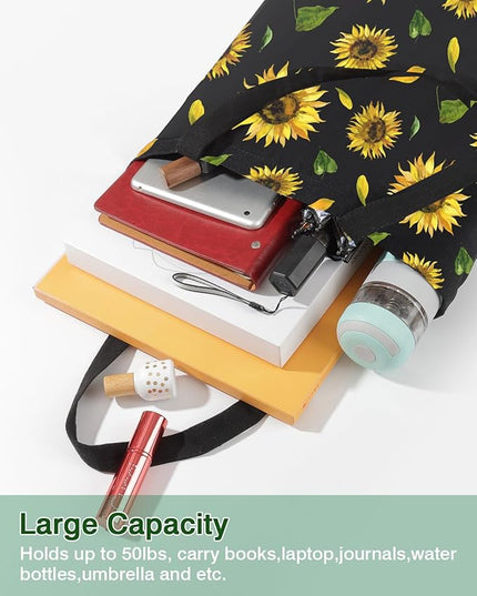 AUSVKAI Canvas Tote Bag Aesthetic for Women, Cute Reusable Cloth Cotton Bags for College Shopping Beach Grocery Trendy Gifts