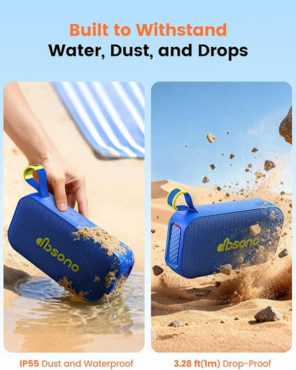 Bluetooth Speaker Stereo 20W Loud Sound: 30H Playtime, IPX5 Water Resistant, Portable Wireless Speakers, Powerful Bass, Lightshow, Birthday Gifts for Men/Adults/Teens, Beach Vacation Essentials, Blue