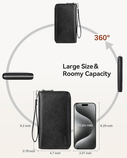 BOSTANTEN Leather Wallet for Women RFID Blocking Zip Around Credit Cards Holder Phone Clutch