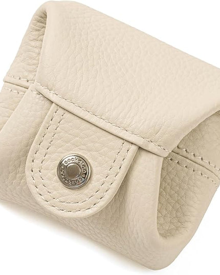 Cockatoo Genuine Leather Coin Pouch Change Holder, Mini Snap Pocket Wallet for Men Women (Ercu, Large)