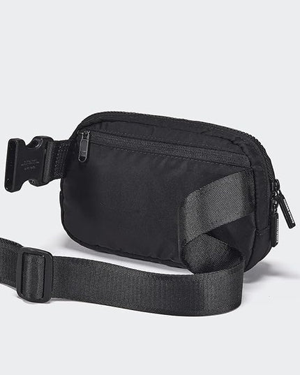 Pander Two Way Zipper Fanny Pack Nylon Everywhere Belt Bag for Women, Water Repellent Waist Packs, Crossbody Bags with Adjustable Strap (Black).