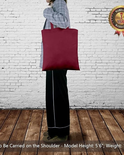 TOPDesign 6-Pack Economical 16"x15" Burgundy Cotton Tote Bags, Lightweight Medium Reusable Grocery Shopping Cloth Bags, Suitable for DIY, Advertising, Promotion, Gift, Activity