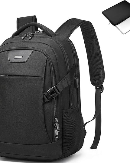 DUSLANG Anti-Theft Laptop Backpack, Black, 15.6-14-13 Inch Laptop Sleeve, USB Charging Port