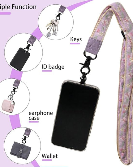 Adjustable Lanyard for Phone, Camera, Name Tags, ID card, Keychain and Wristlet Straps with 2 phone pads(Black)