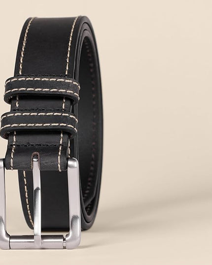 Amazon Essentials mens Stitched Edge Leather Belt