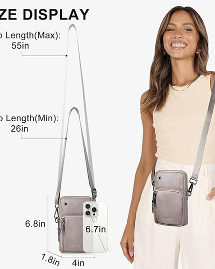 Bluome Small Crossbody Phone Purse for Women –PU Leather Crossbody Handbag Wallets Shoulder Travel Bag with Headphone Jack