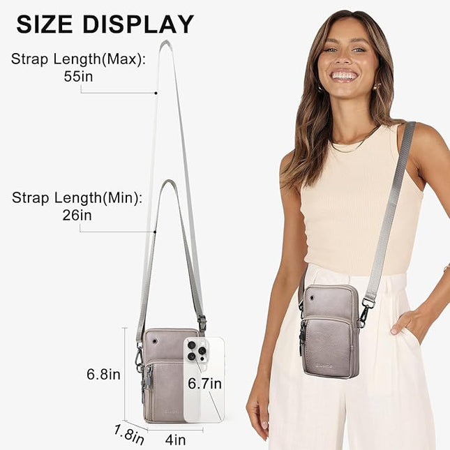 Bluome Small Crossbody Phone Purse for Women –PU Leather Crossbody Handbag Wallets Shoulder Travel Bag with Headphone Jack