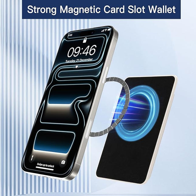 Stronger Magnetic Card Slot Wallet for iPhone 17/16/15/14/13/12 Series (Not for 13/12 Mini), Flower Pattern Hard Card Holder Fit 3 Cards Compatible with Magsafe Accessories, White