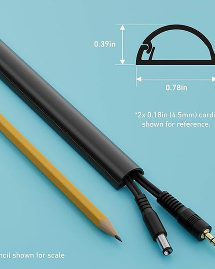 D-Line 157in Cord Hider Kit, Patented Cable Cover, Hide Wires on Wall, Channel for TV Mount Cords, Raceway Wire Hiders, Paintable, Adhesive, Half Round, 10x 0.78in W x 0.39in H x 15.7in L, Black