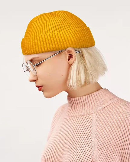 ROYBENS Swag Wool Knit Cuff Short Fisherman Beanie for Men Women, Winter Warm Hats