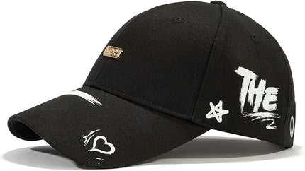 Trendy Unisex Graffiti Baseball Cap, Adjustable Cotton Baseball Cap for Men & Women, Athletic Streetwear Hat