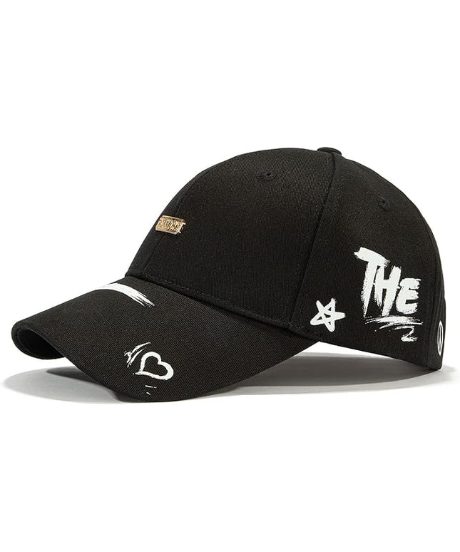 Trendy Unisex Graffiti Baseball Cap, Adjustable Cotton Baseball Cap for Men & Women, Athletic Streetwear Hat