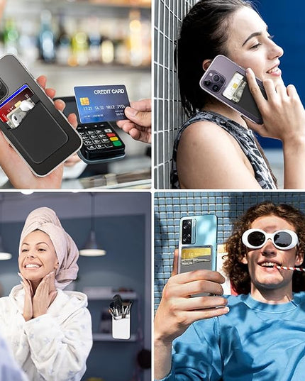 Senose Sticky Wallet for Phone, Back of Phone Card Holder - Strong Adhesive Sticker Compatible for iPhone & Most Smartphones - Black