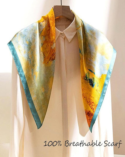 100% Mulberry Silk Scarf for Women Hair Lightweight Square Neckerchief Wrap For Head Scarves 21"